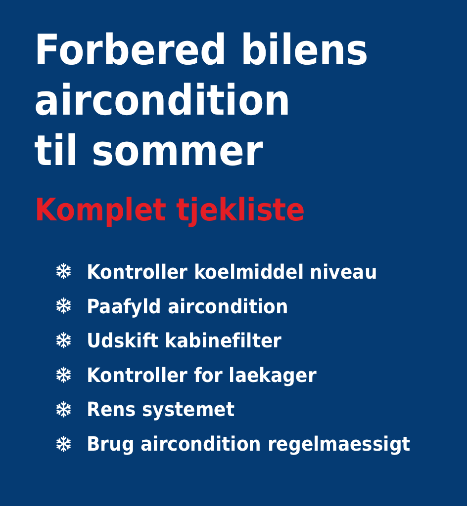 Forbered bilens aircondition til sommer - komplet tjekliste